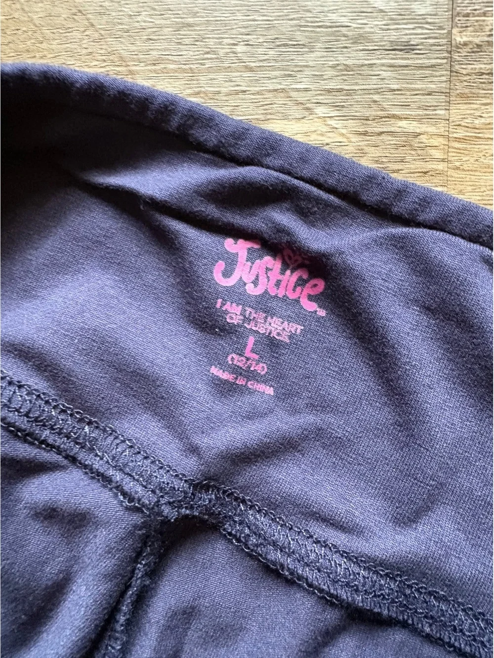 Justice Girls' Navy Blue Leggings Size L with Teal Logo Print